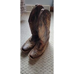 Circle G Womens Cowboy Boots L5088 Size 7 Brown Distressed Leather Square Toe